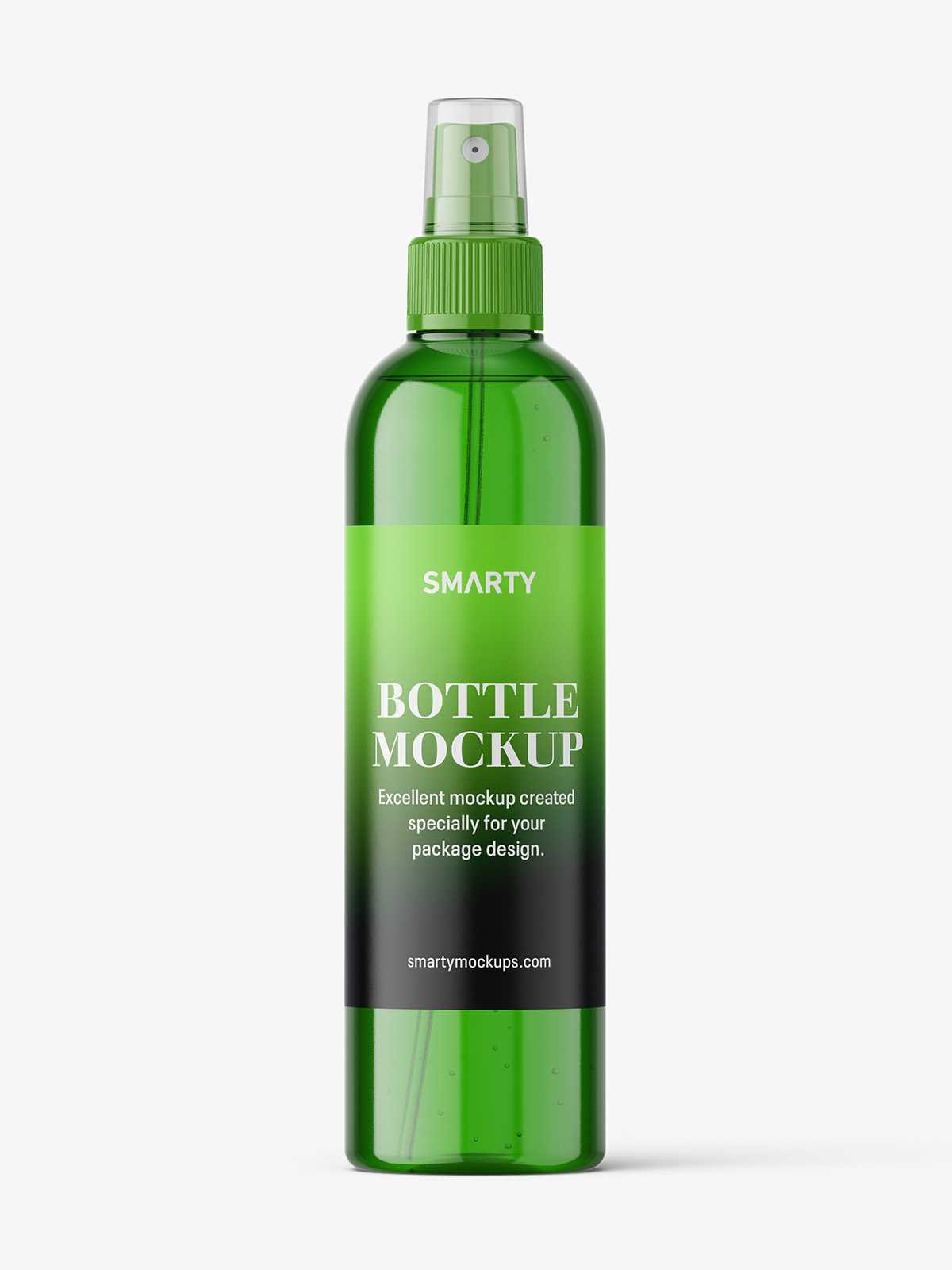 Free cosmetic bottle with mist spray mockup / green