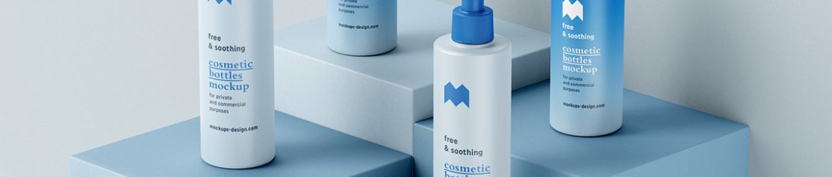 Free cosmetic bottles mockup