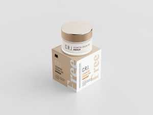 Free cosmetic box with jar mockup