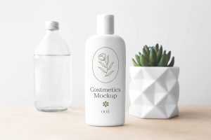 Free Cosmetics Bottle Mockup Scene (PSD)