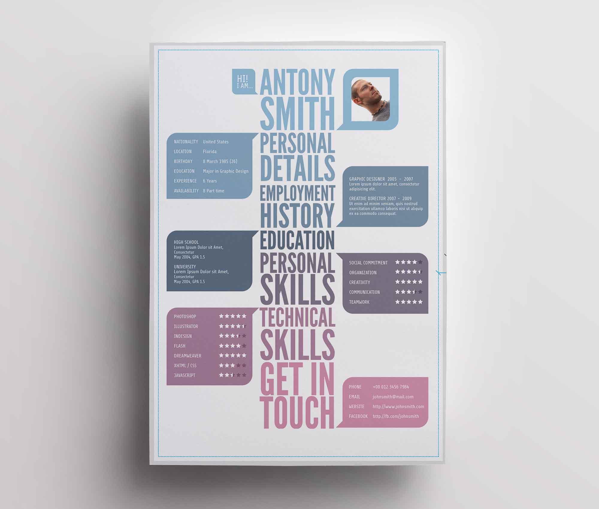 Free Creative Infographic Resume Template (AI)
