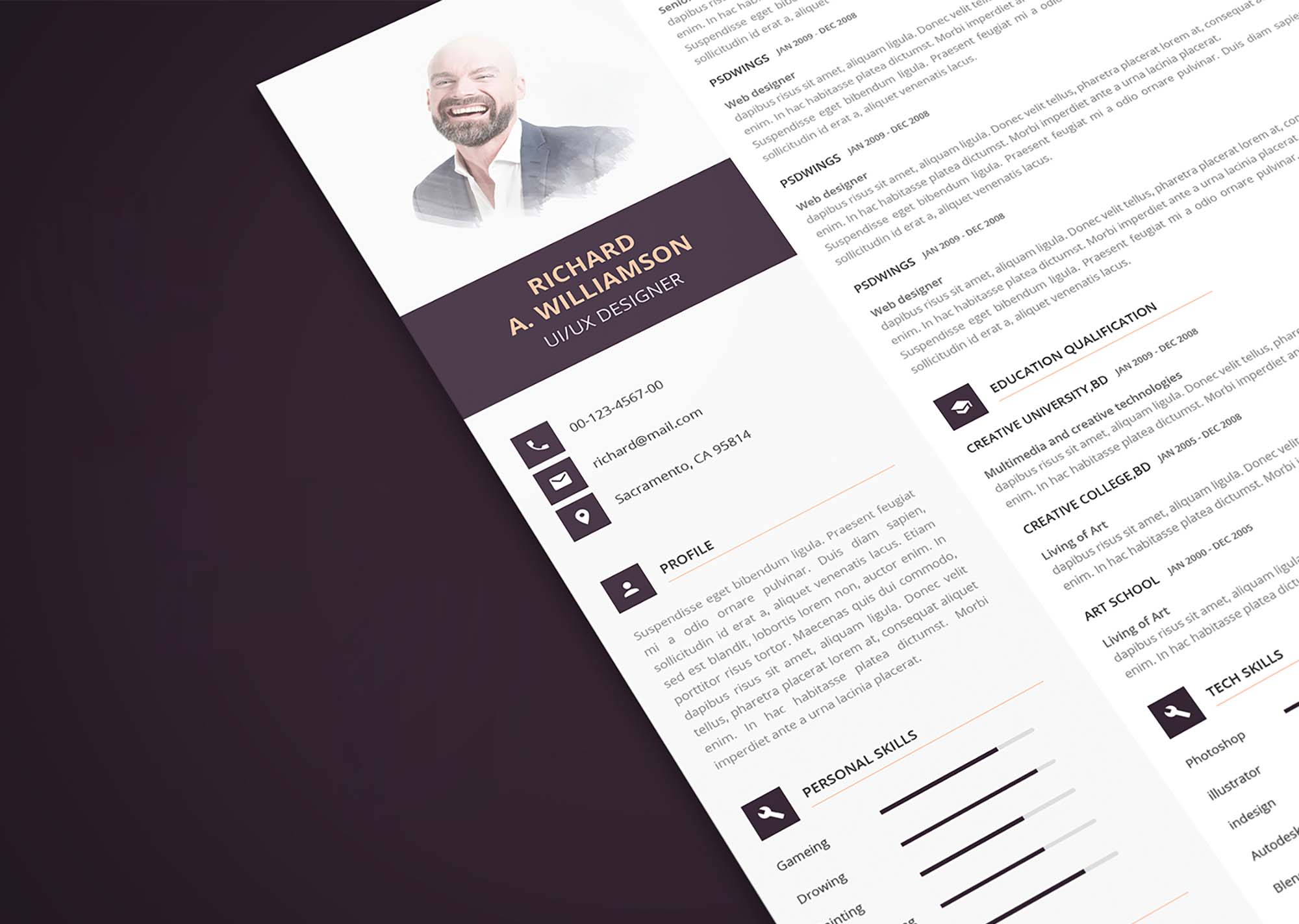 Free Creative Resume Template (PSD)
