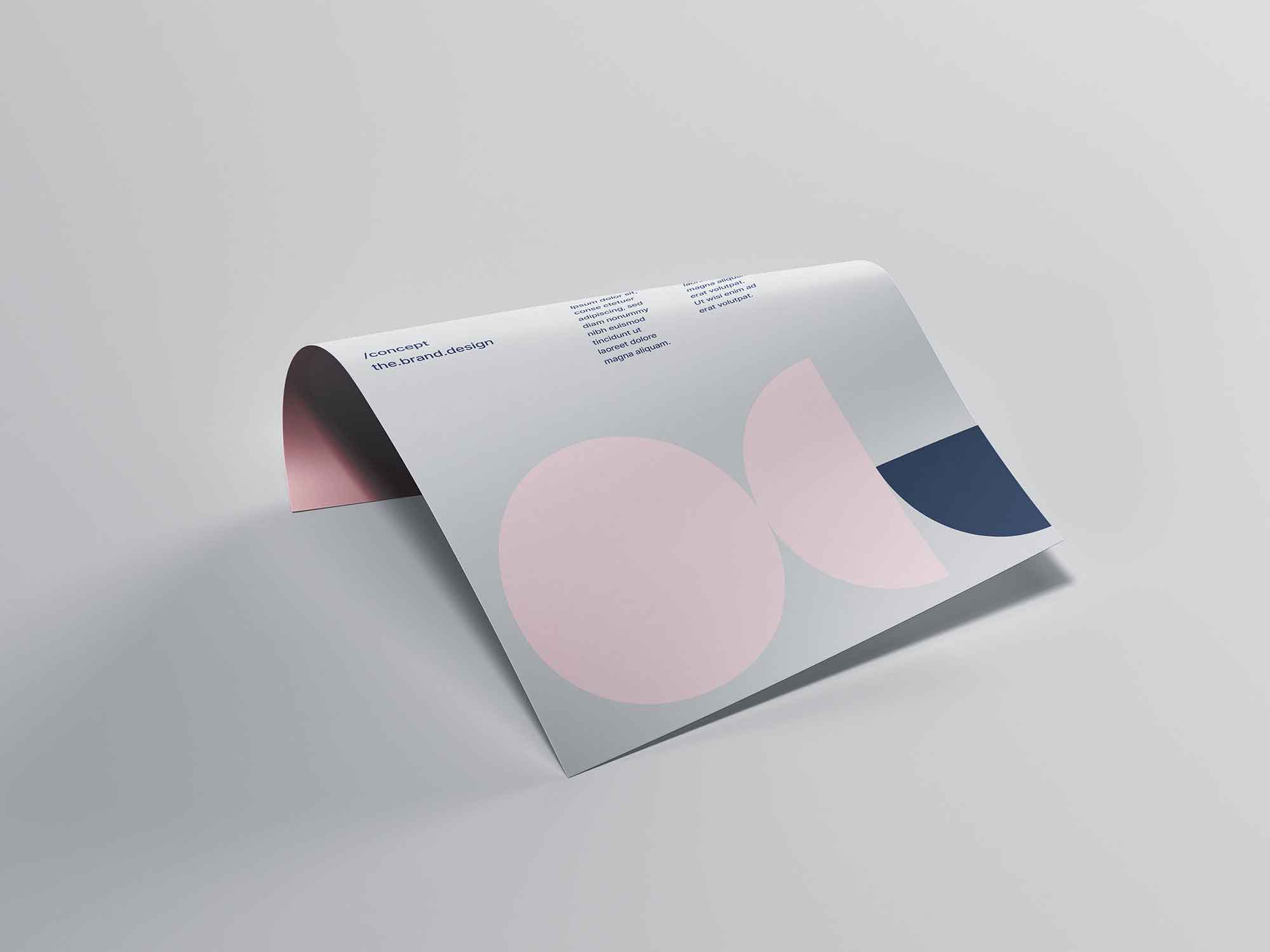 Free Curled Poster Mockup