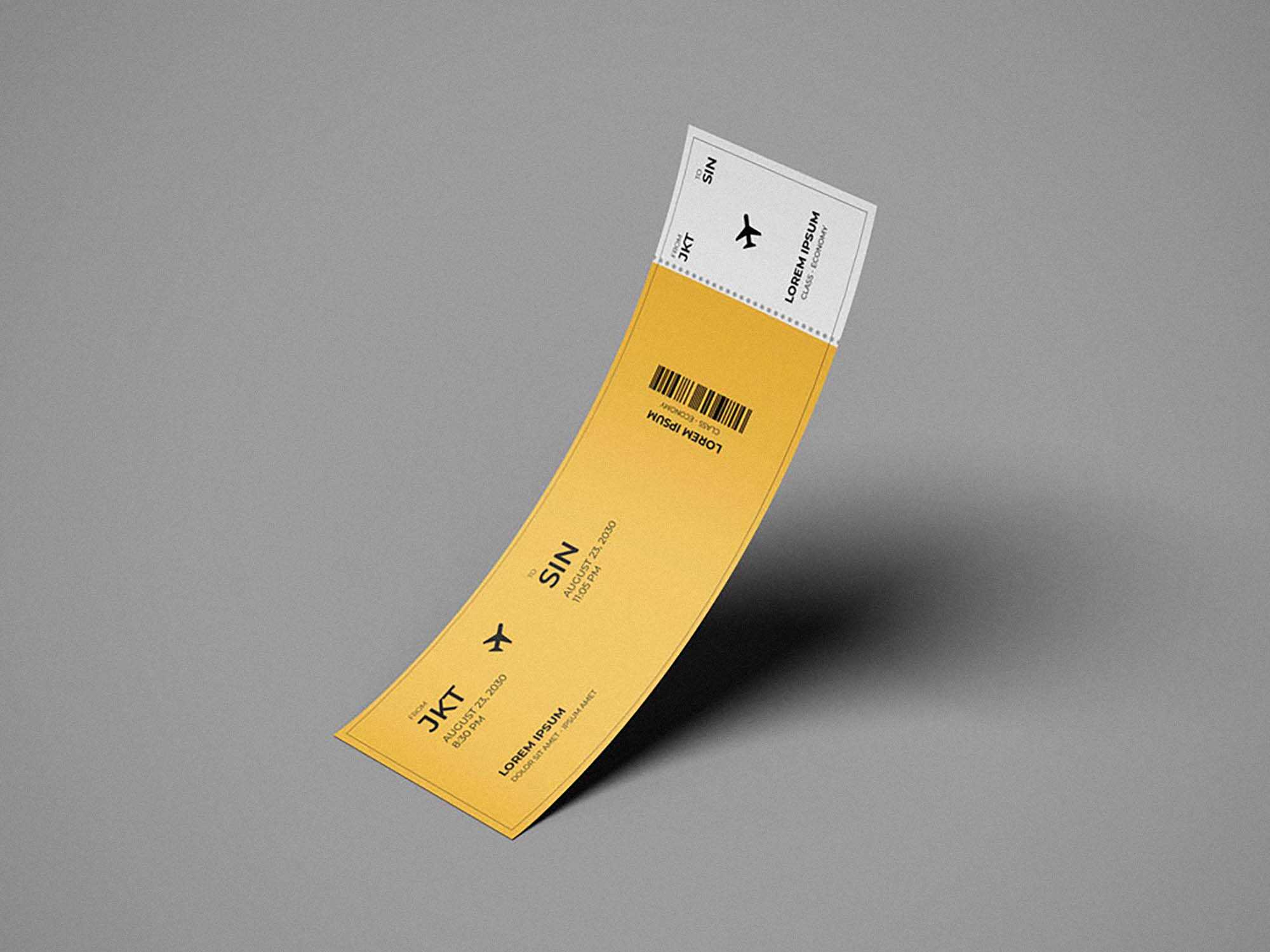 Free Curled Ticket Mockup (PSD)