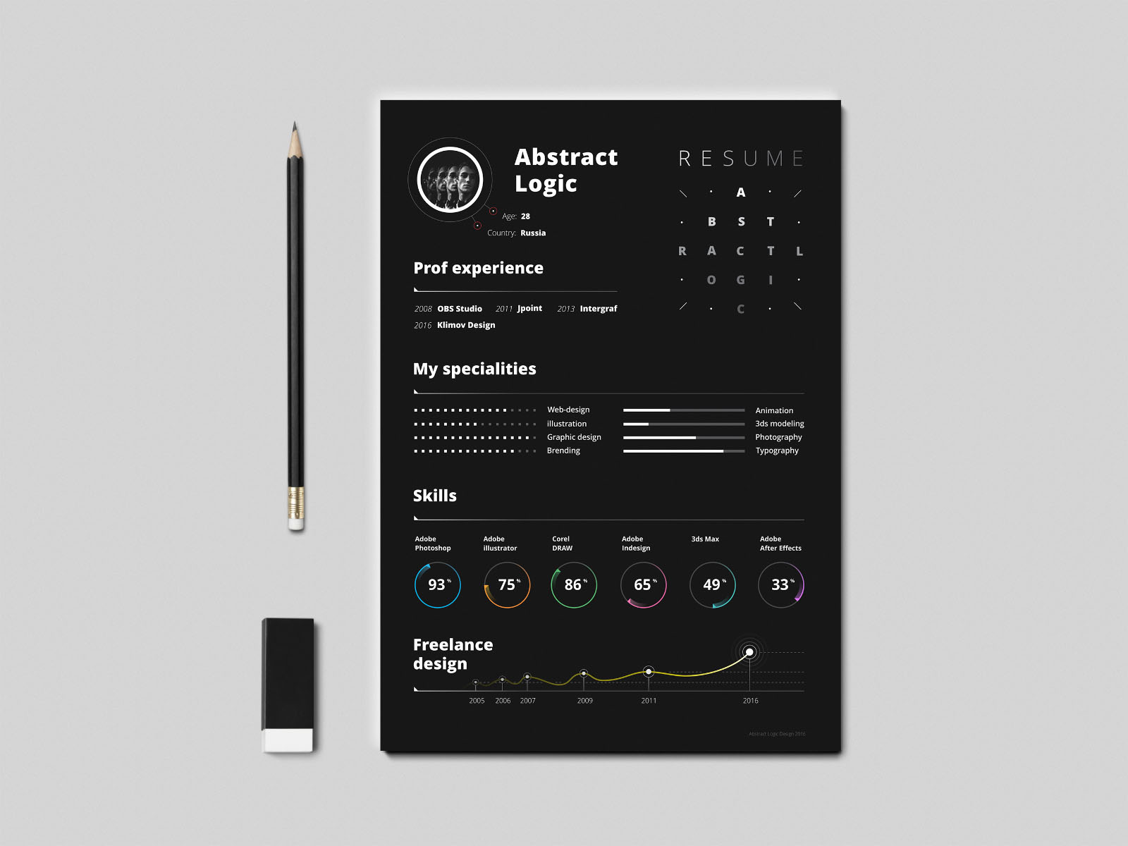 Free Dark Resume Template