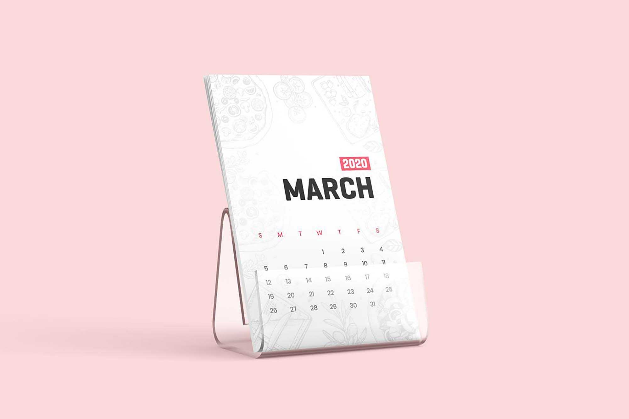 Free Desk Calendar With Stand Mockup (PSD)