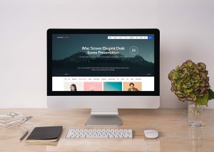 Free Desk iMac Mockup Scene (PSD)