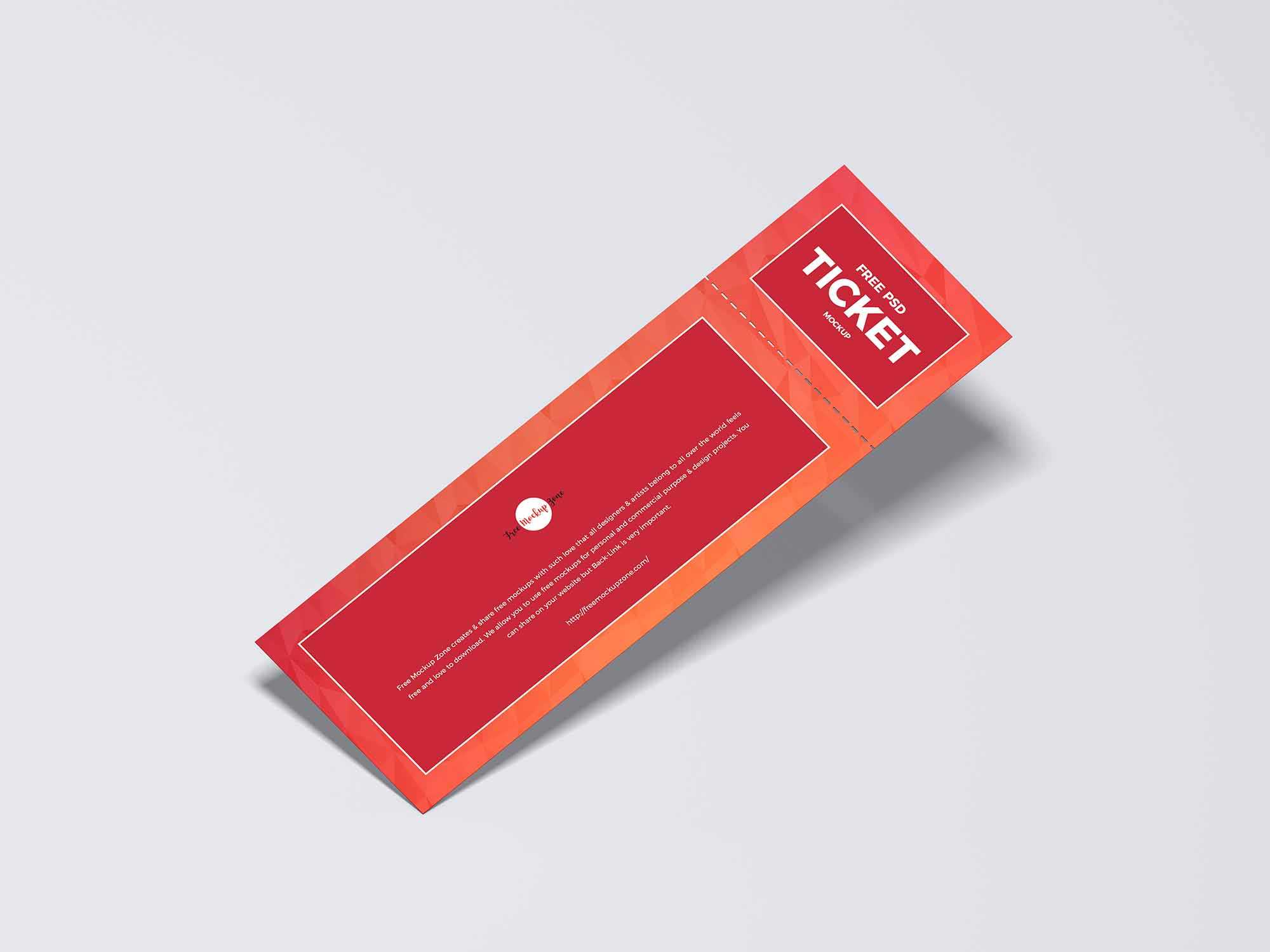 Free Detachable Ticket Mockup (PSD)