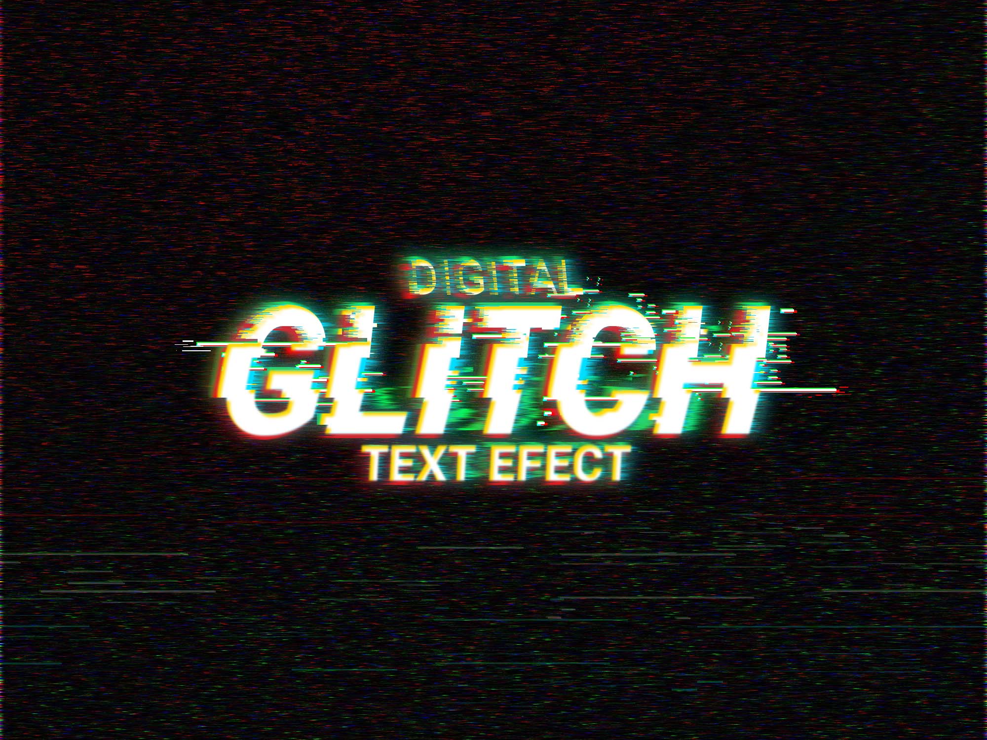 Free Digital Glitch Text Effect (PSD)