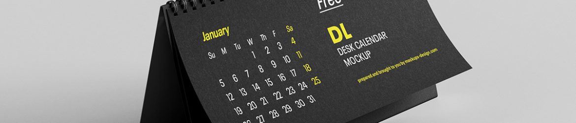 Free DL desktop calendar mockup