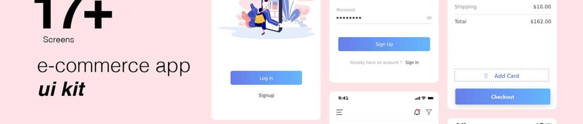 Free E-commerce App Ui Kit Template (PSD)