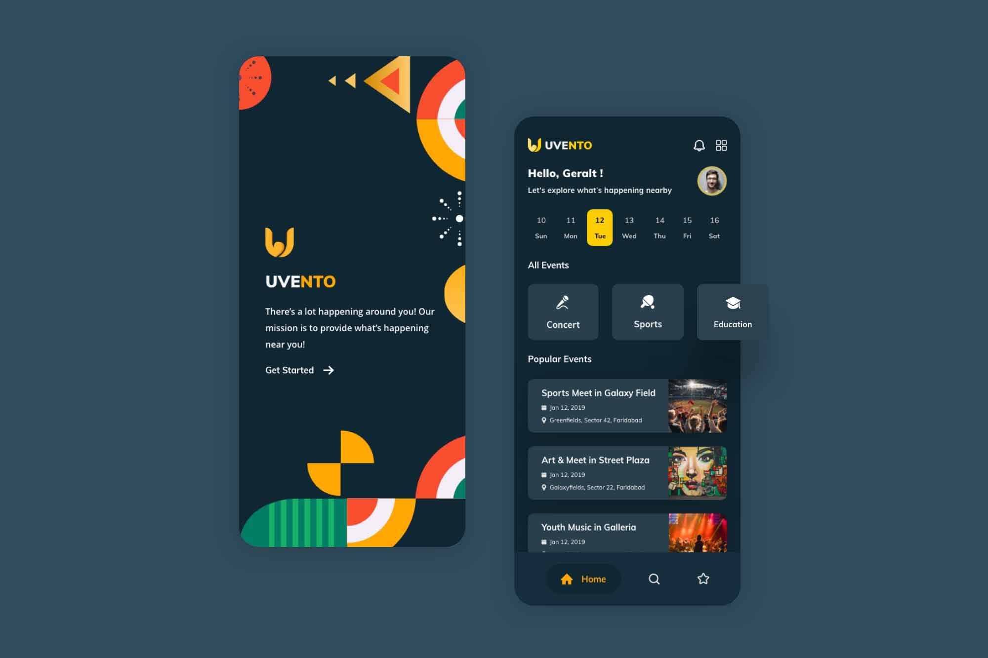 Free Event Manager App Template (XD)