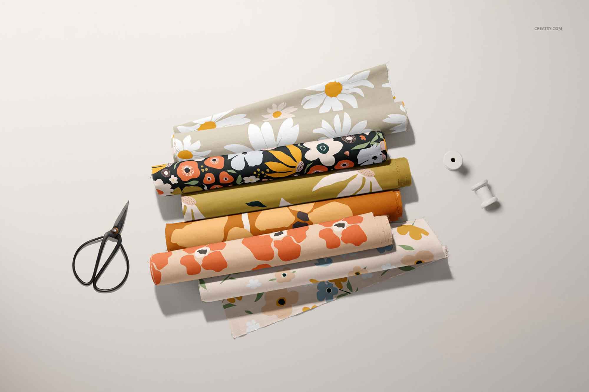 Free Fabric Rolls Mockup