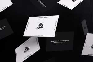Free Falling Business Cards Mockup (PSD)