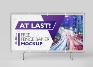 Free Fence Banner Mockup