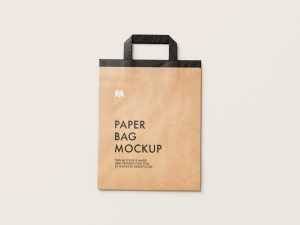 Free flattened paper bag mockup