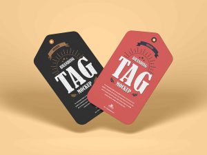 Free Floating Brand Tags Mockup (PSD)