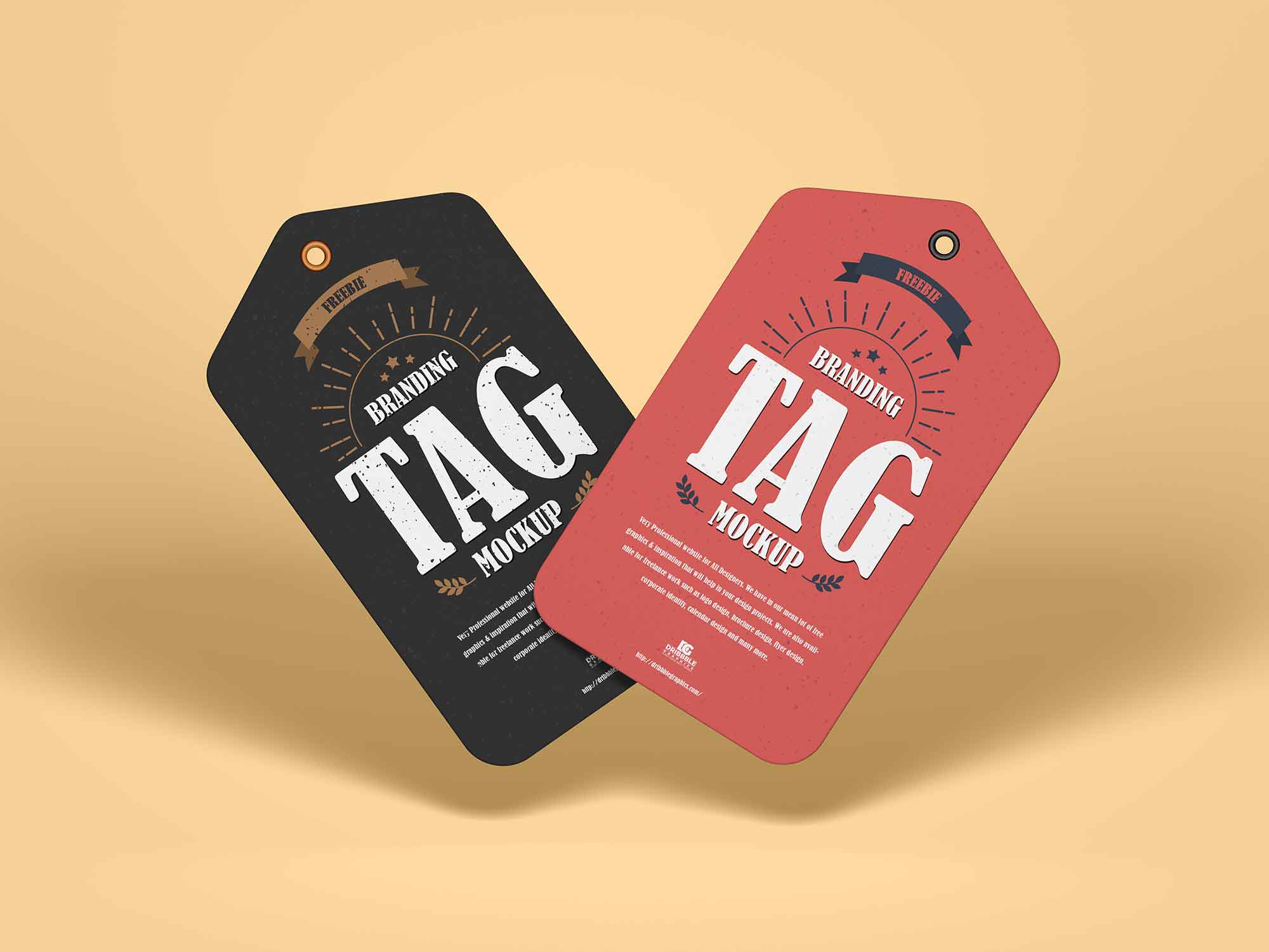 Free Floating Brand Tags Mockup (PSD)