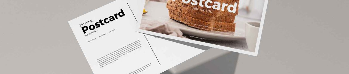 Free Floating Postcard Mockup (PSD)