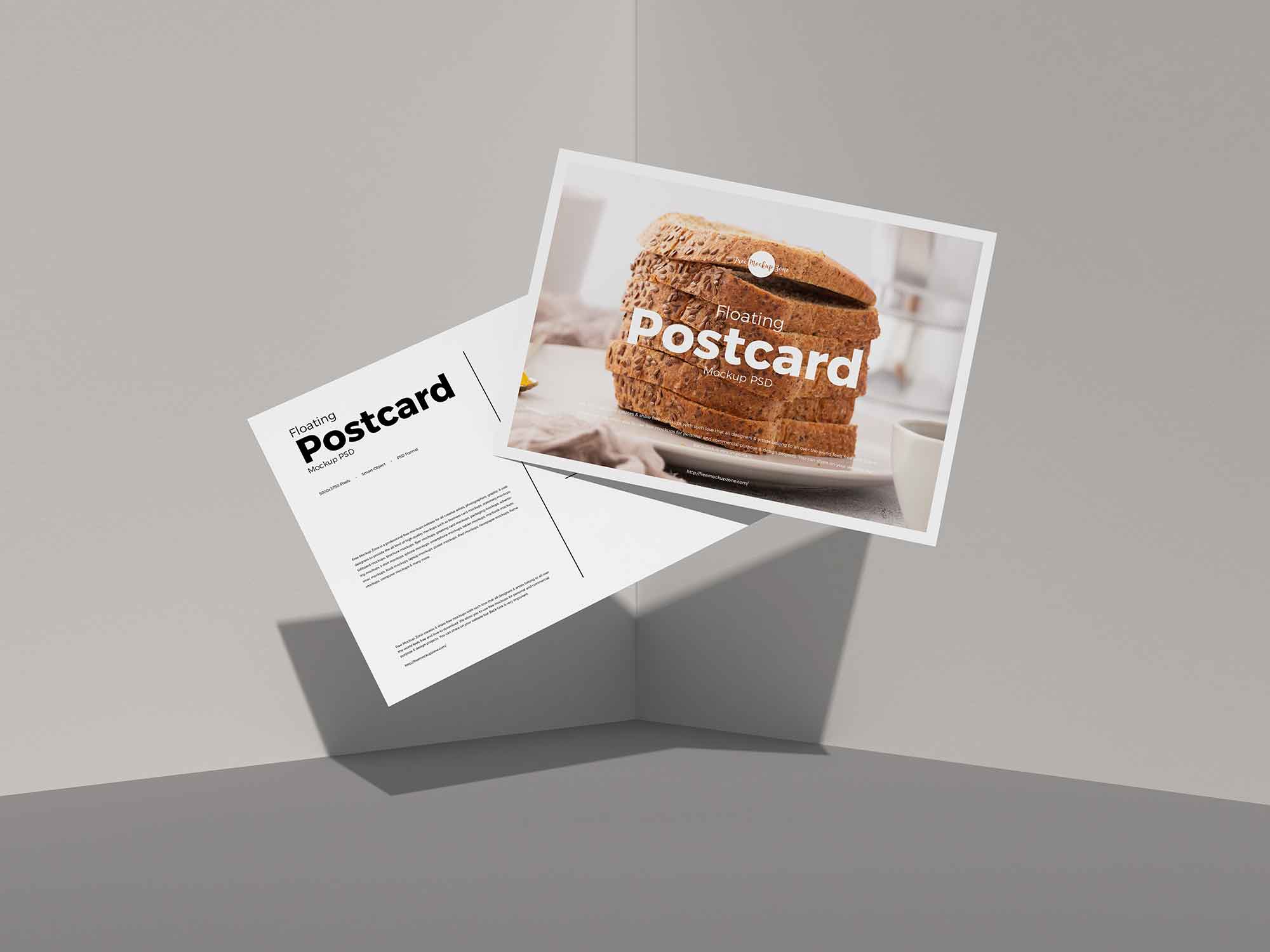 Free Floating Postcard Mockup (PSD)