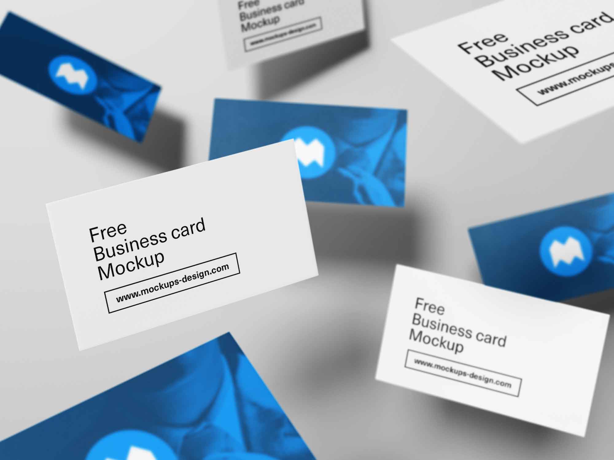 Free Flying Business Cards Mockup (PSD)