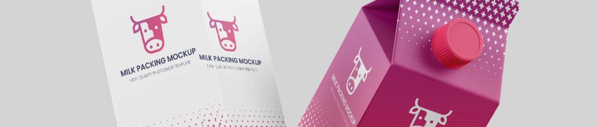Free Flying Milk Carton Packing Mockup (PSD)