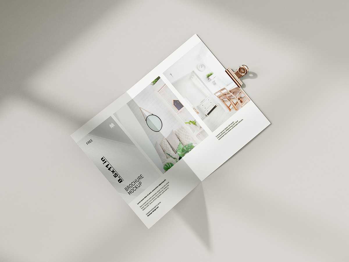 Free folded 8.5 x 11 in brochure mockup