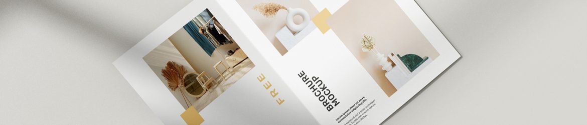 Free folded A4 brochure mockup