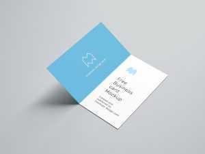 Free folded business card mockup / 90x50 mm
