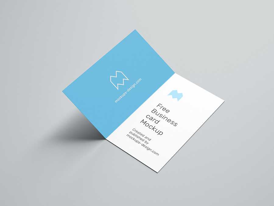 Free folded business card mockup / 90x50 mm