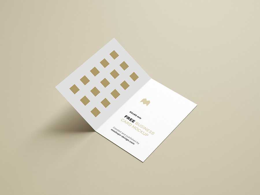 Free folded business cards mockup / 85x55mm