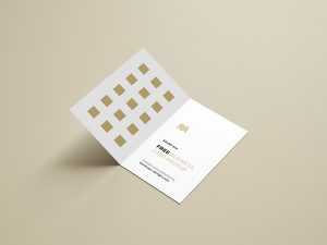 Free folded business cards mockup / 85x55mm