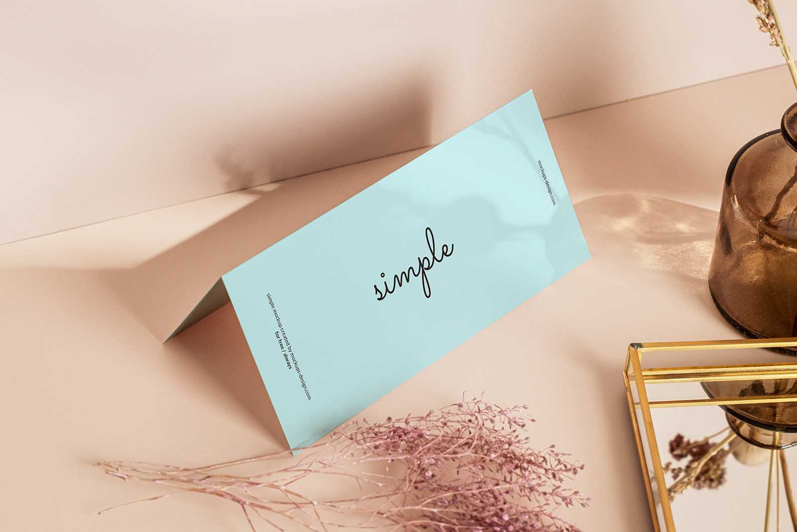 Free folded horizontal DL flyer mockup