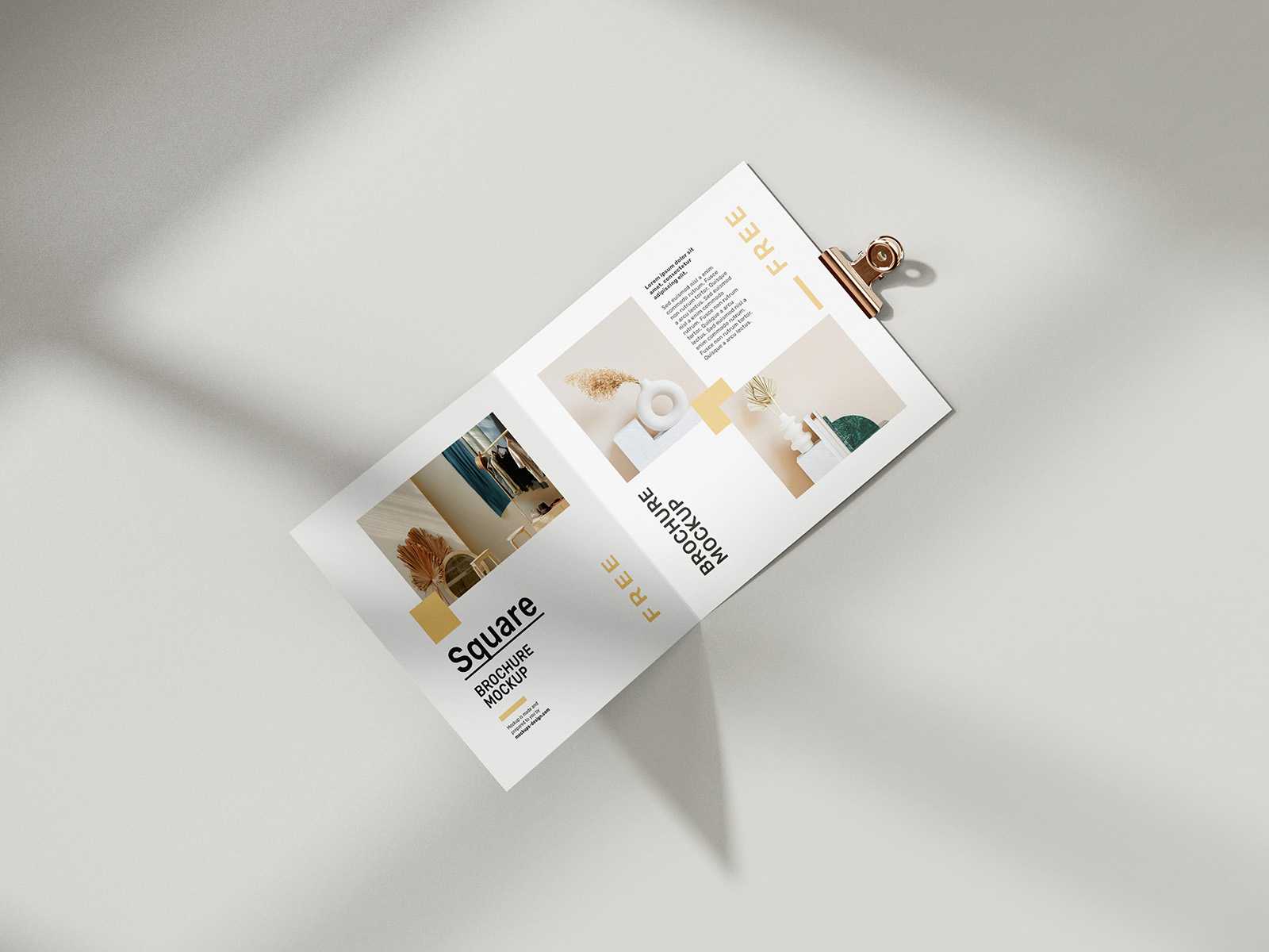 Free folded square brochure mockup