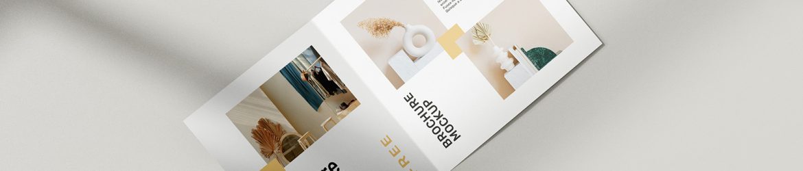Free folded square brochure mockup