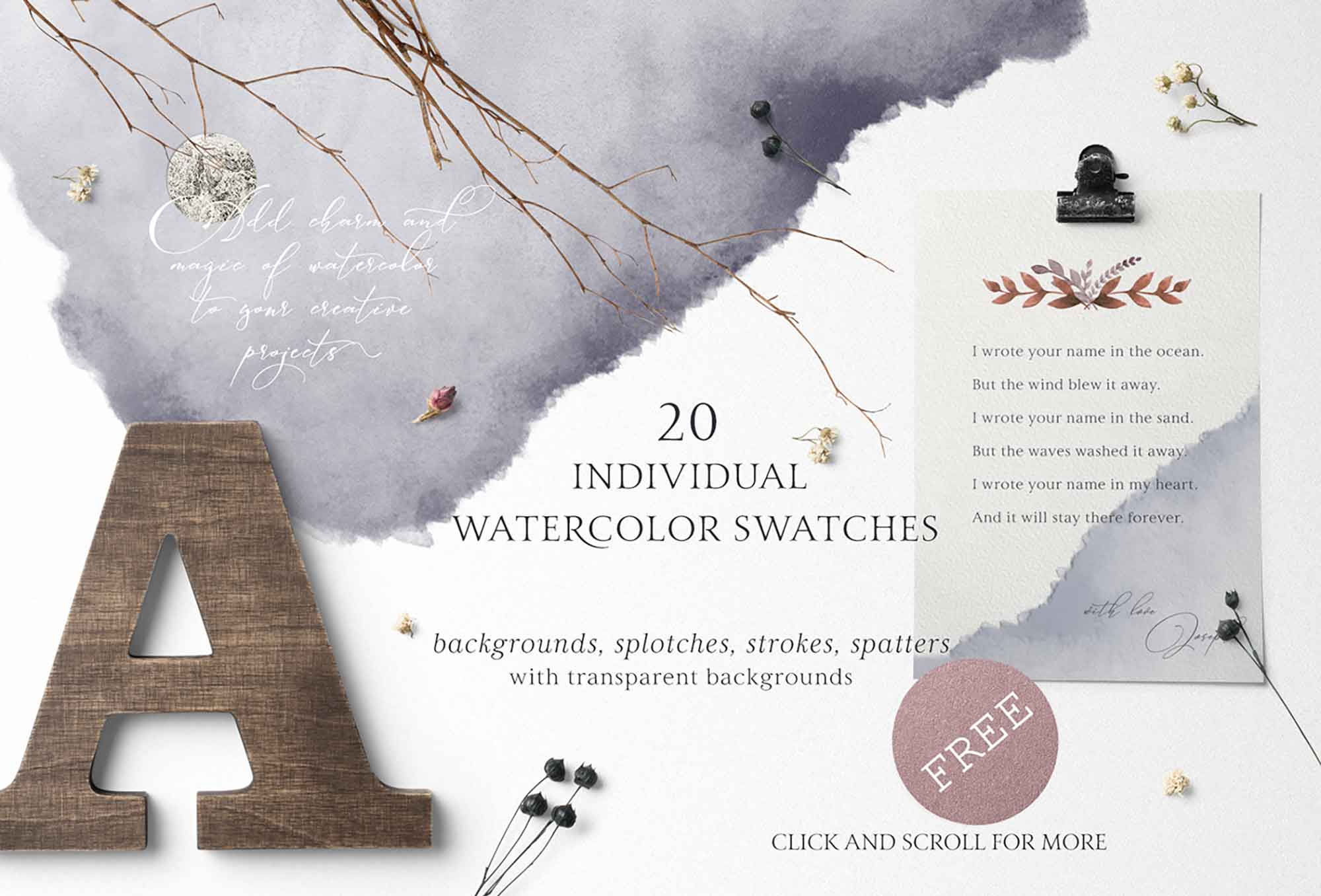 Free Folklore Watercolor Design Elements (PSD)