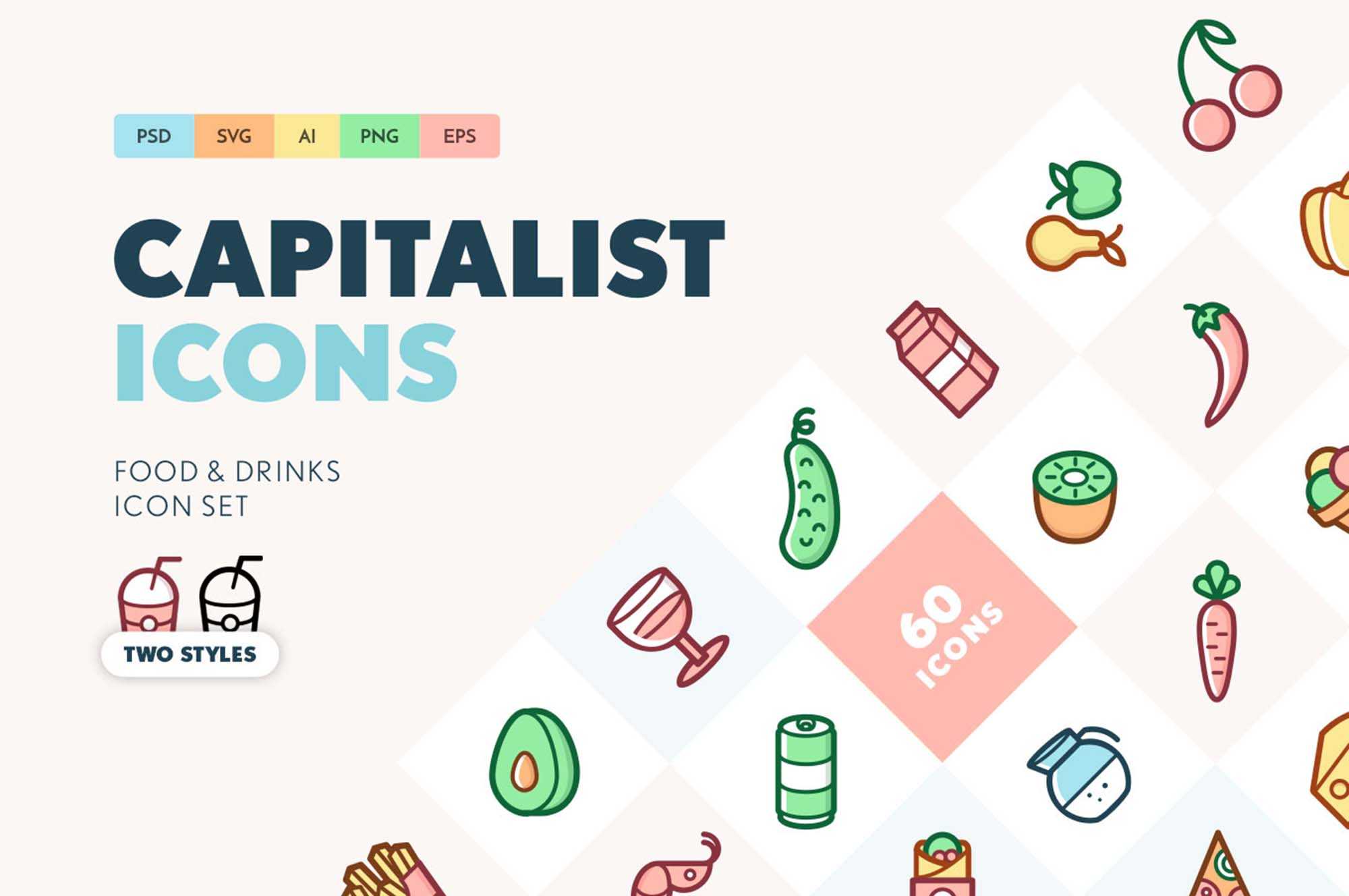 Free Food & Drinks Icons Set (Ai)