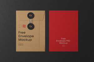 Free Front Envelope With String Mockup (PSD)