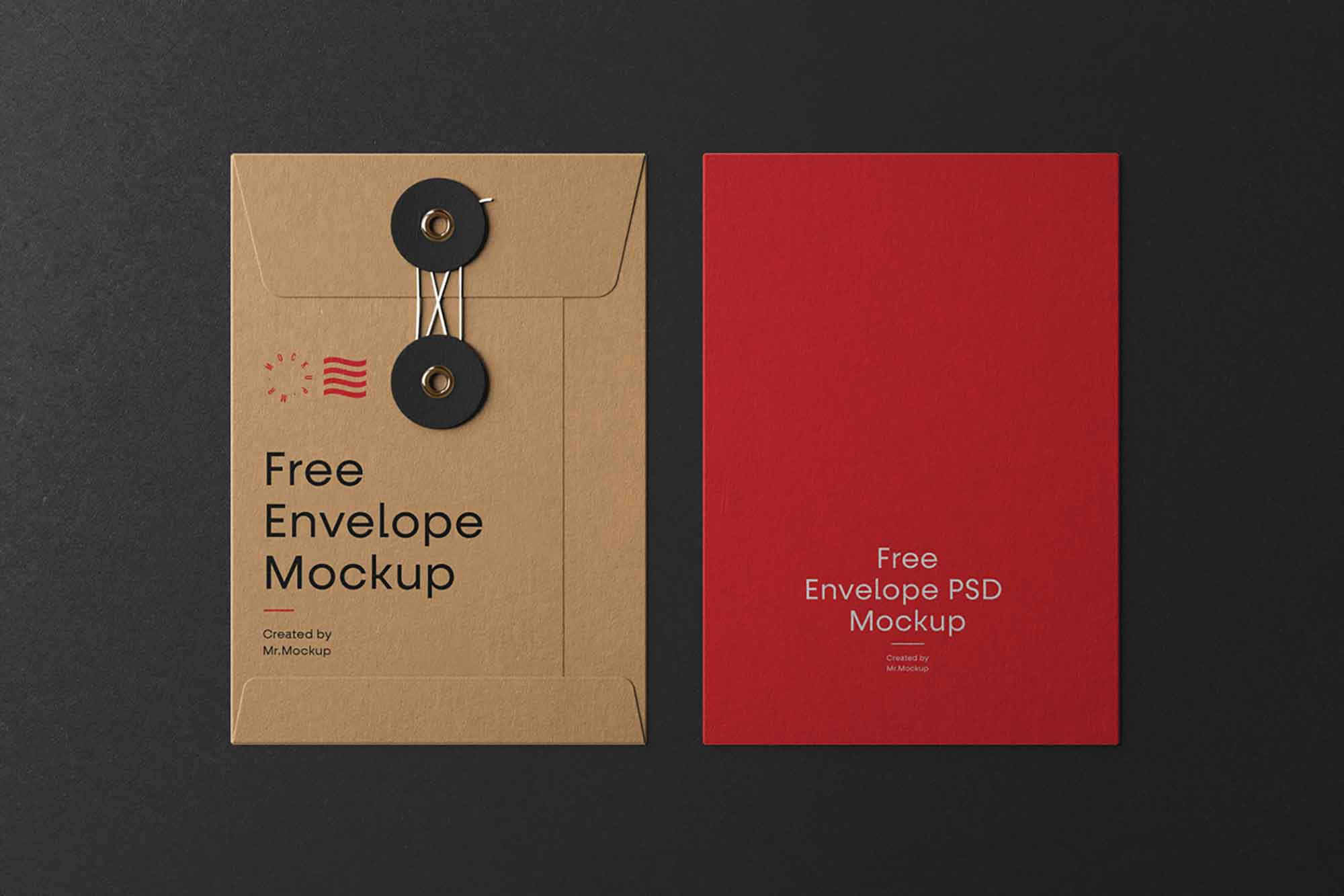 Free Front Envelope With String Mockup (PSD)