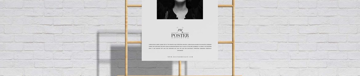 Free Front View Wooden Stand Poster Mockup (PSD)