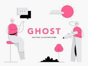 Free Ghost Minimalistic Characters Illustrations (AI)