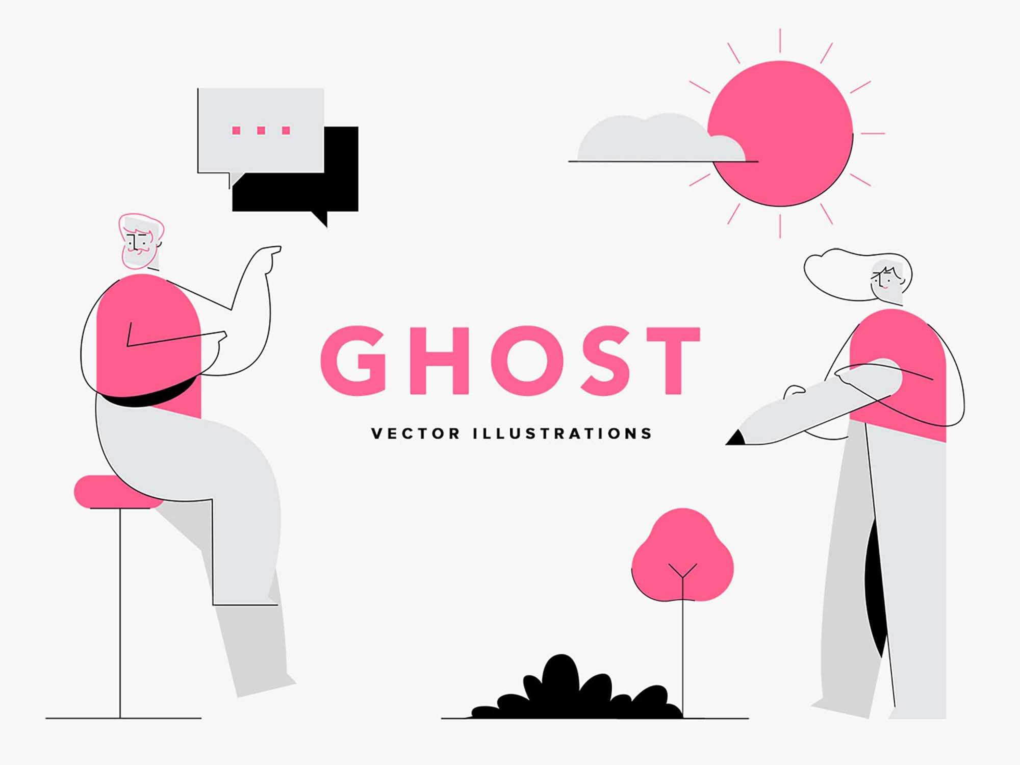 Free Ghost Minimalistic Characters Illustrations (AI)