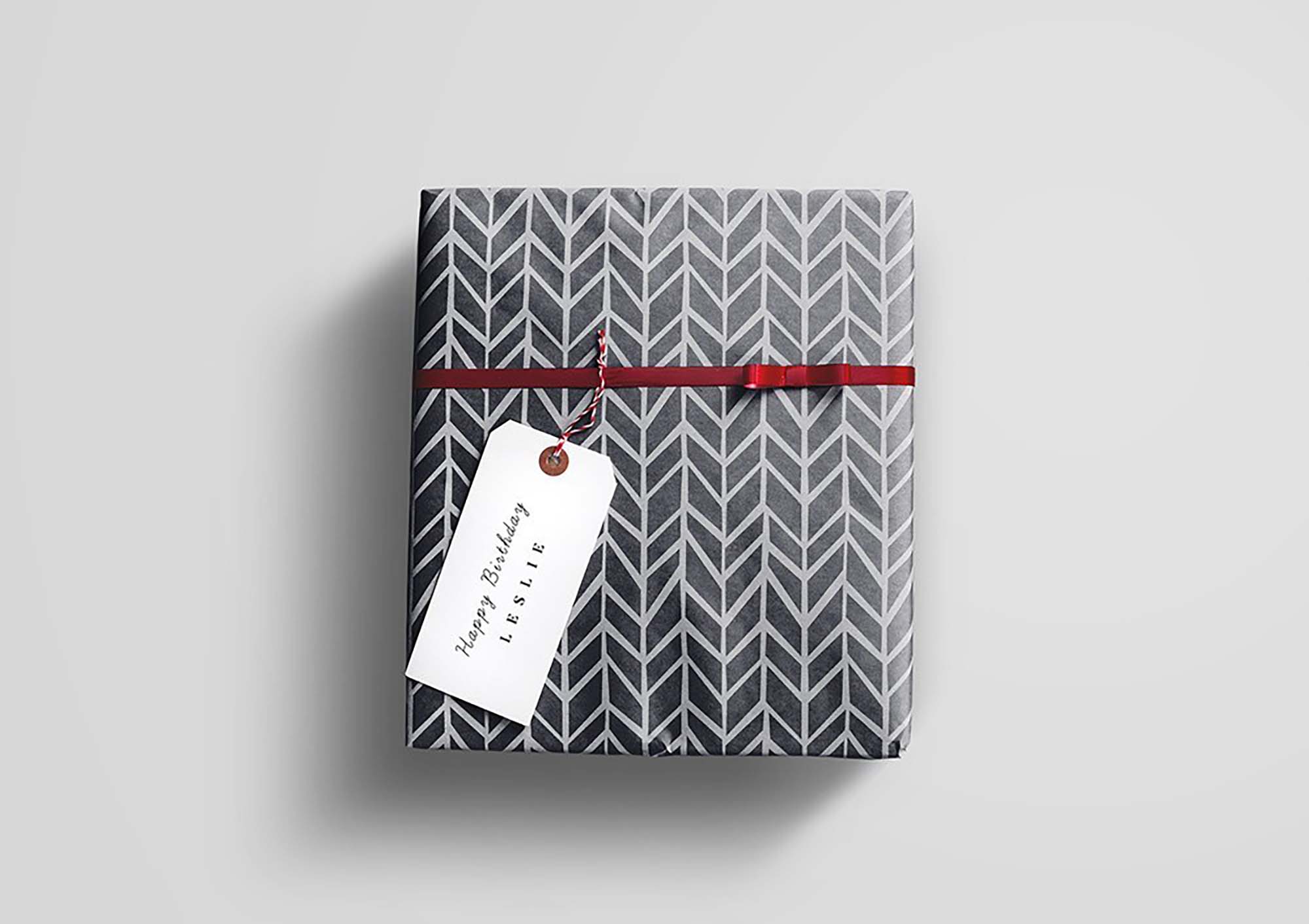 Free Gift Wrap Box Mockup (PSD)