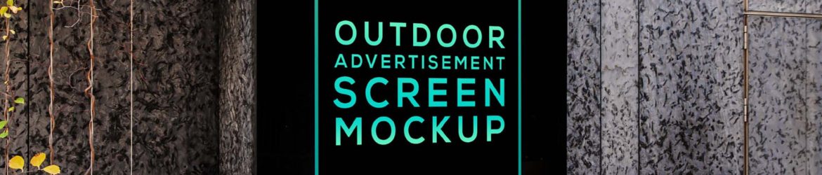 Free Glass Advertising Screen Mockup (PSD)