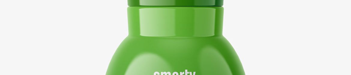 Free glossy bottle with narrowing neck mockup