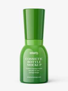 Free glossy bottle with narrowing neck mockup