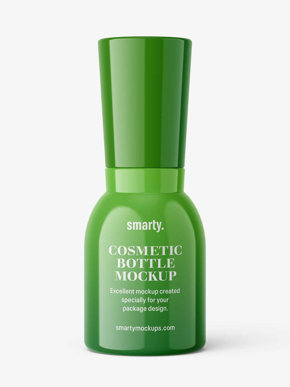 Free glossy bottle with narrowing neck mockup