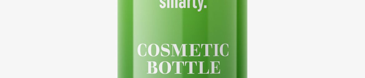 Free glossy bottle with narrowing neck mockup