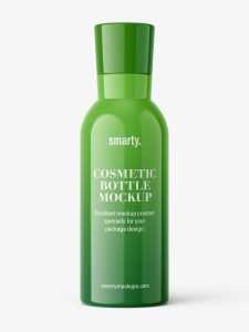 Free glossy bottle with narrowing neck mockup