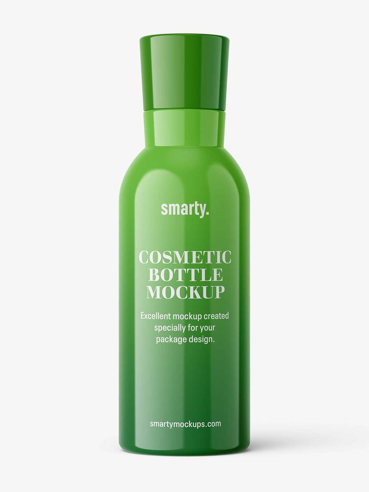Free glossy bottle with narrowing neck mockup